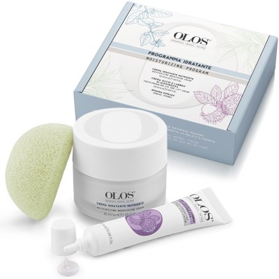 Olos Moisturizing Program-moisturizing Face Cream+eye And Lip Cream+konjac Sponge 